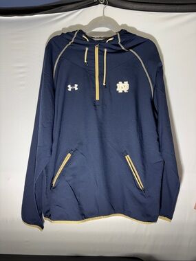 Under Armour Navy and Gold Notre Dame Hooded Pullover